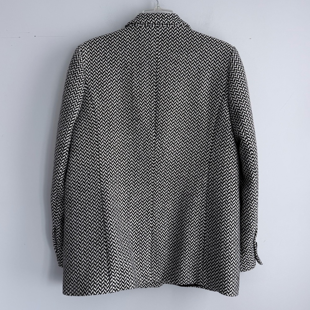 Anine Bing Fishbone Herringbone Blazer L Oversized Wool Blend Double Breasted - Picture 6 of 16